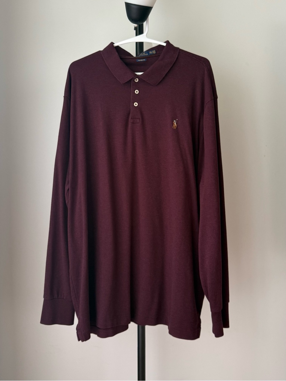 Polo Ralph Lauren Men’s XXL Classic Fit Long Sleeve Polo Shirt Burgundy Pony